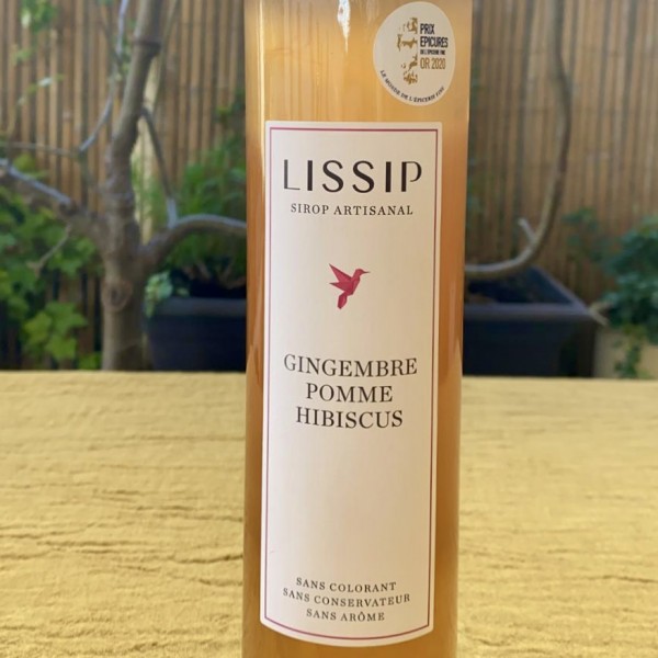 Sirop artisanal Lissip Gingembre Pomme Hibiscus 50cl