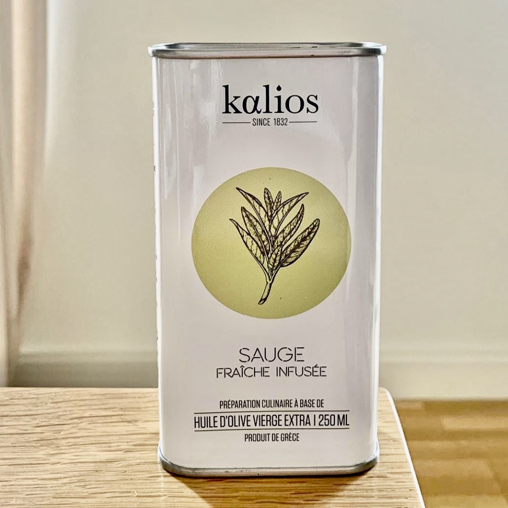 Huile d'olive vierge extra et Sauge infusée fraîche Kalios 250ml - Fine grocery : online purchase