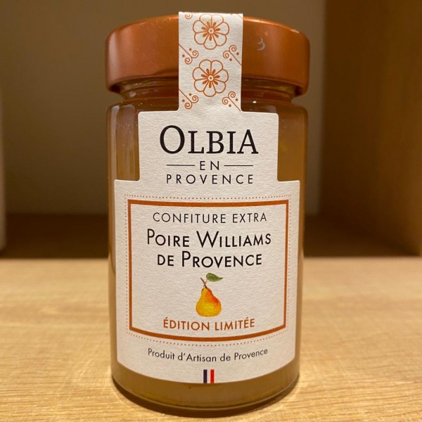 Confiture Extra artisanale Poire Williams de Provence Olbia en Provence 230g