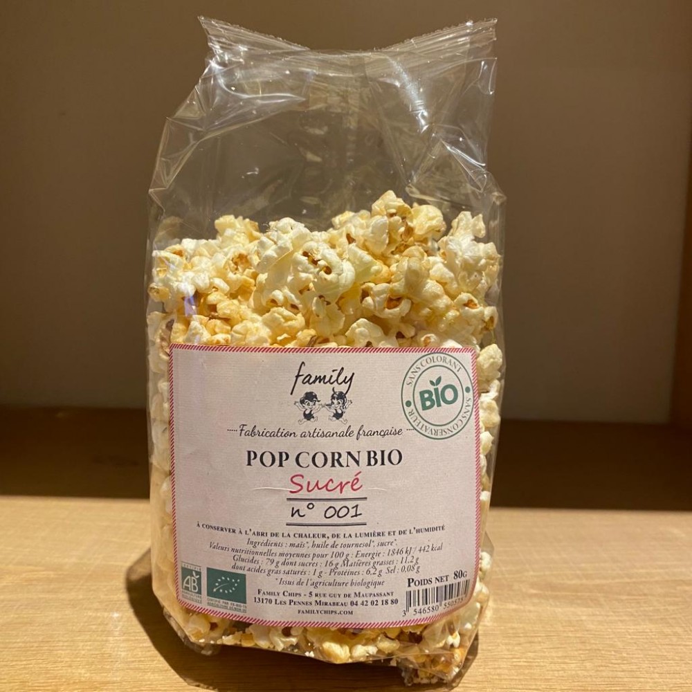 Pop corn sucré artisanal Family Bio - Fine grocery : online purchase
